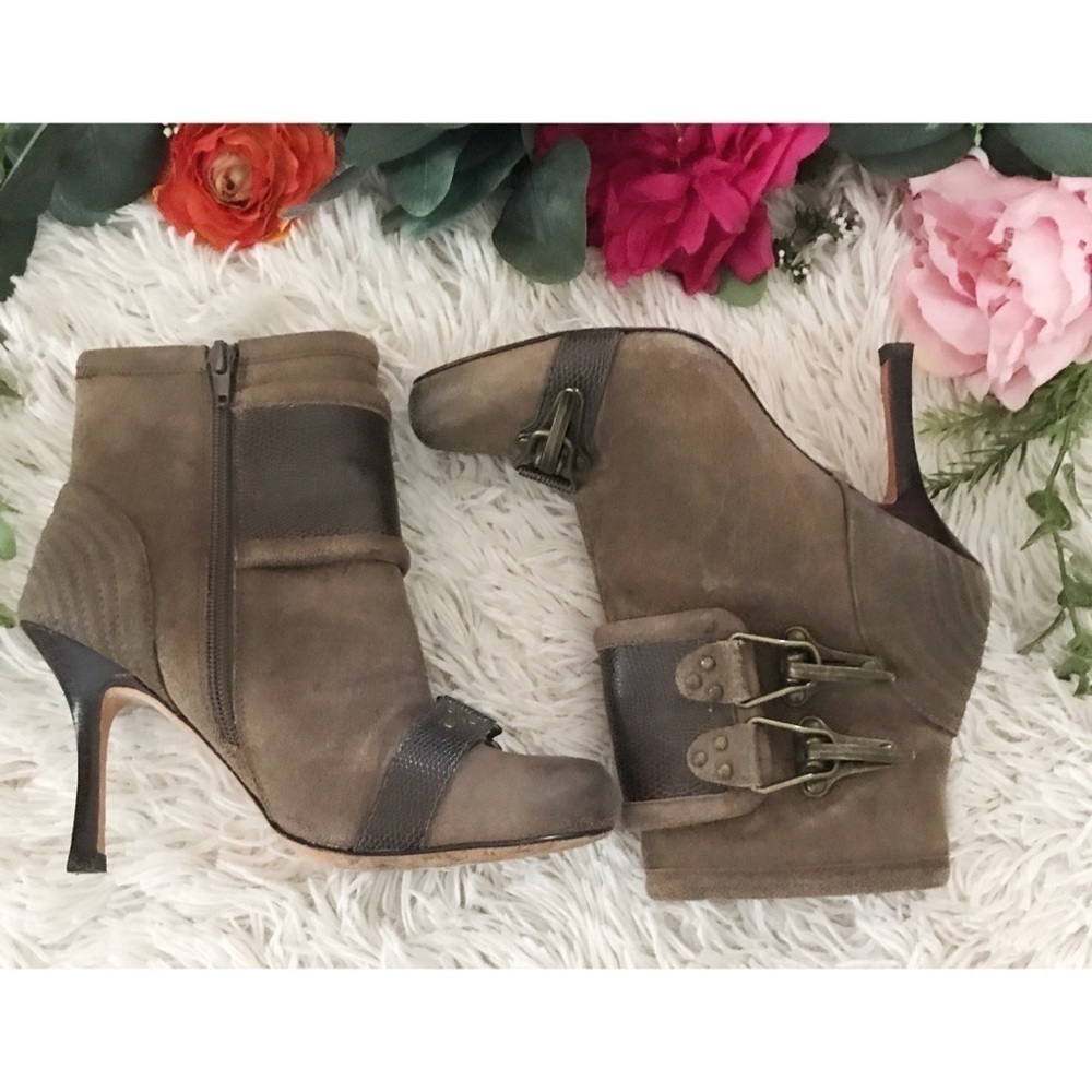 Plenty Tracy Reese Military Leather Buckle Booties​​​​​​